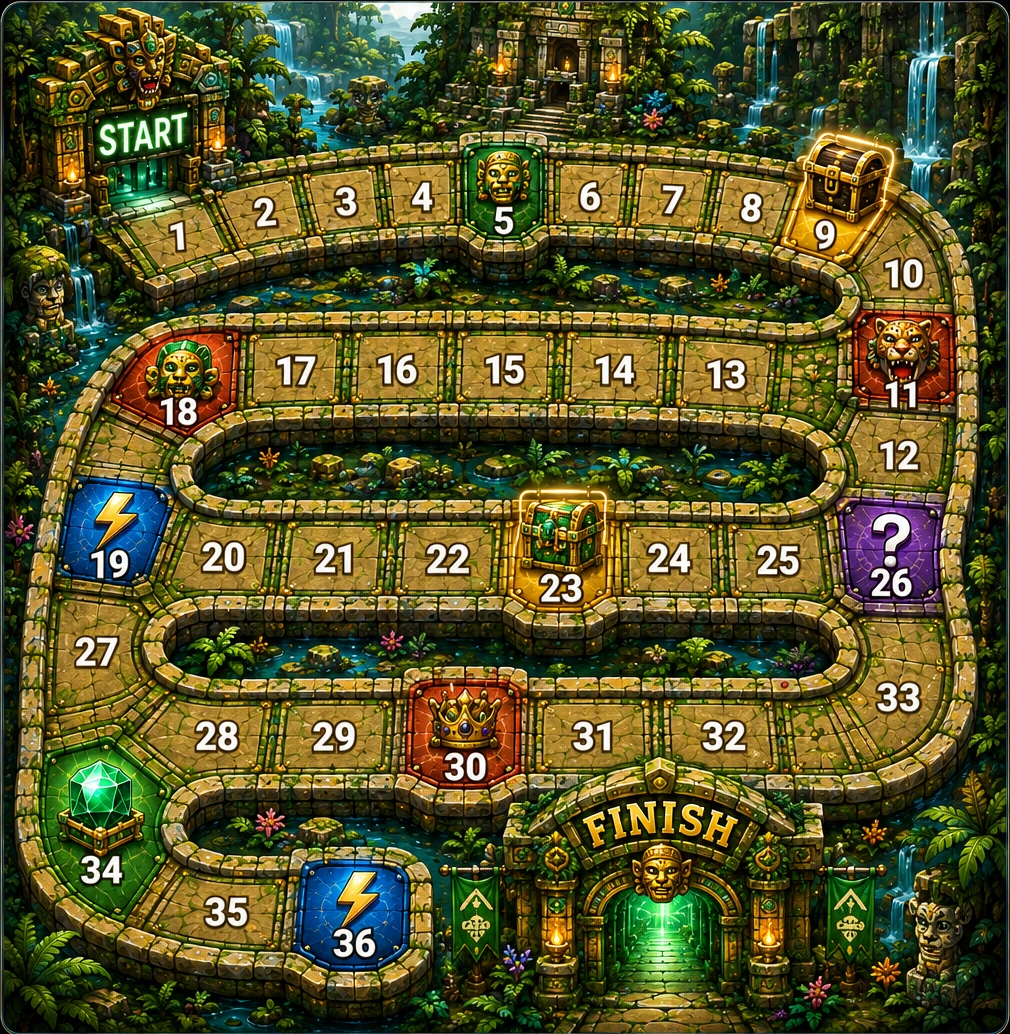 Jungle Temple Treasure Race board