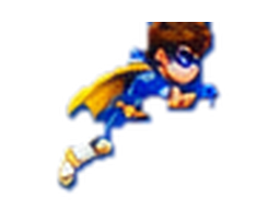 Official 2D Hero in the blue, gold and white athletic 2D shield suit